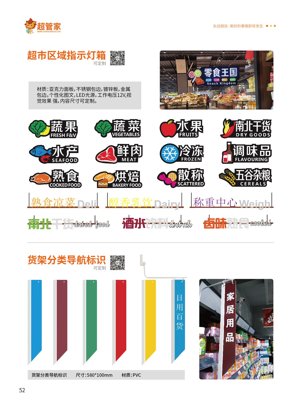超市区域指示灯箱
